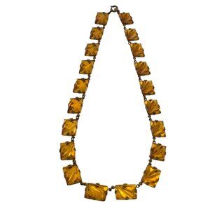 Antique Art Deco Vauxhall Glass Necklace Marked Czechoslovakia (A9203)